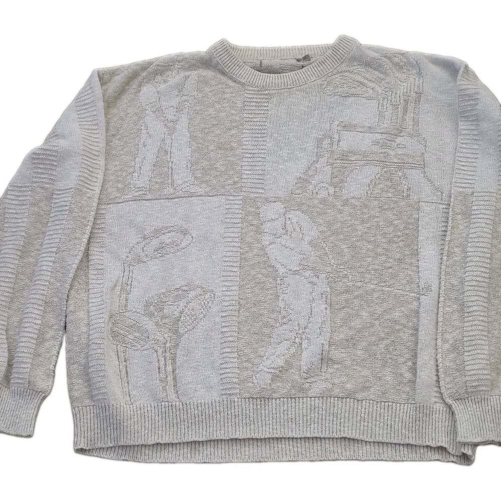 Vintage 90s Golf Sweater Mens XL Cream Pullover Knit Made In USA